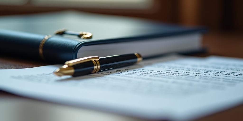 Documentos legales y pluma estilográfica en una oficina profesional